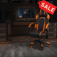 Flash Furniture CH-00288-OR-GG X40 Gaming Chair Racing Ergonomic Computer Chair with Fully Reclining Back/Arms, Slide-Out Footrest, Massaging Lumbar - Black/Orange